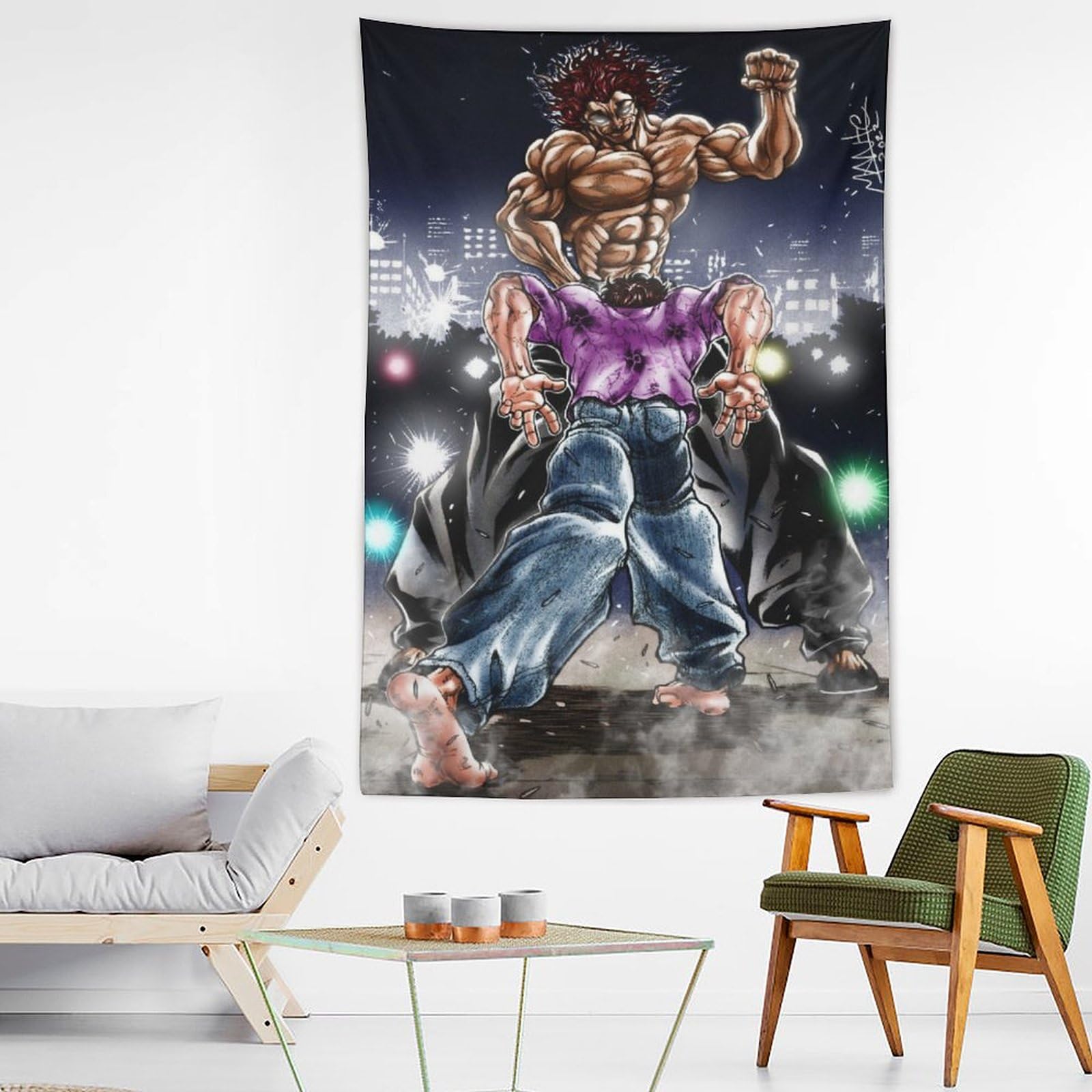 Amazon.co.jp: 範馬 刃牙 格闘 範馬勇次郎 タペストリー 壁掛け 人気